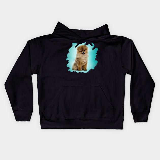 Cute Pomeranian German Spitz Kids Hoodie by Nartissima